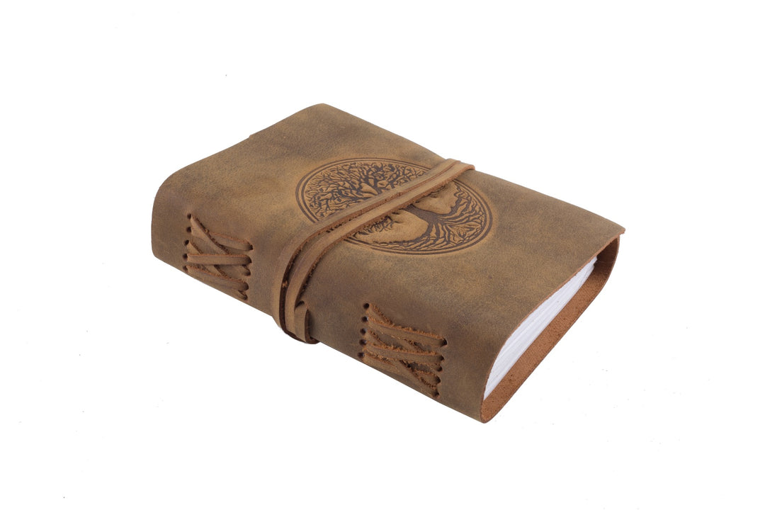 handmade rustic leather journals - tree of life