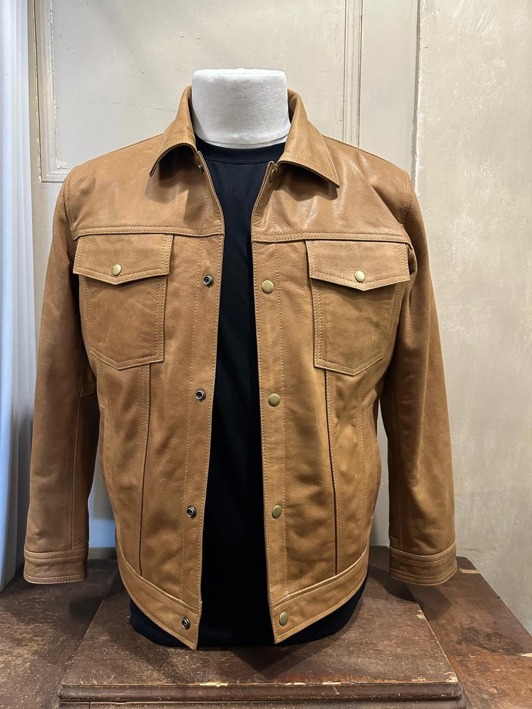 Hailwood | Mens Leather Jacket | Raw Beige | Front View