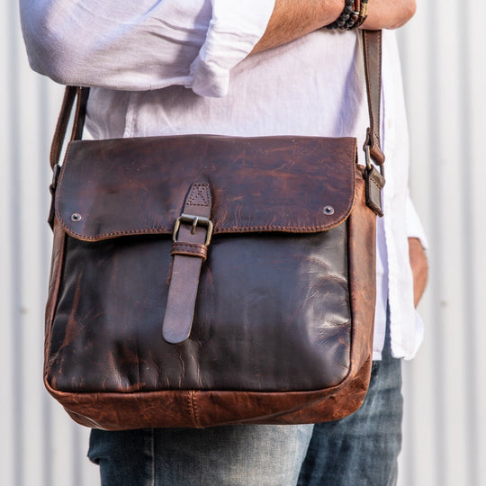 Macquarie Side Satchel men's leather messenger bag