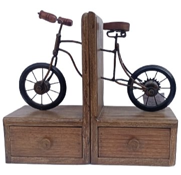 Wooden bookends with a classic vintage bicycle by Indepal 