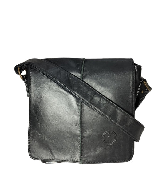 Wanderer Regular Milled Black men's leather messenger bag online