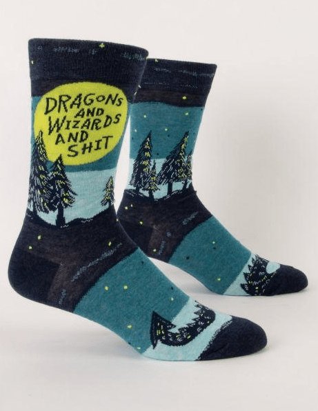 Blue Q ACCESSORY Blue Q Socks - Dragons and Wizards