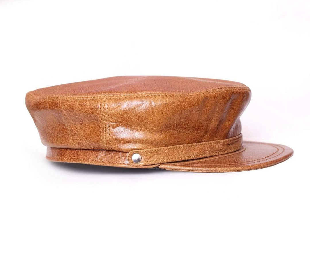 Indepal Leather Hats Tan / Small HAT -  Kapaki Greek Fishermans Hat