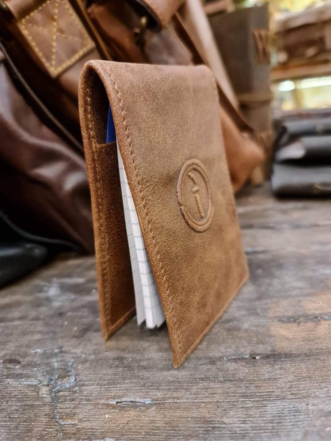 Indepal Leather JOURNAL Crazy Horse Tan Leather Notebook Cover - pocket book